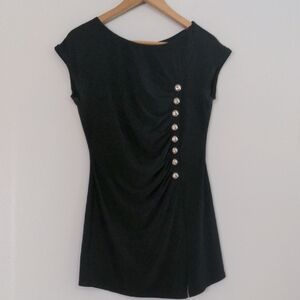 Joseph Ribkoff Tunic Top Blouse Women's Size 8 Black Button Pleated